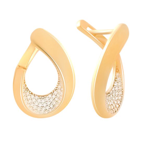 Золотые серьги с фианитами 1.2ct