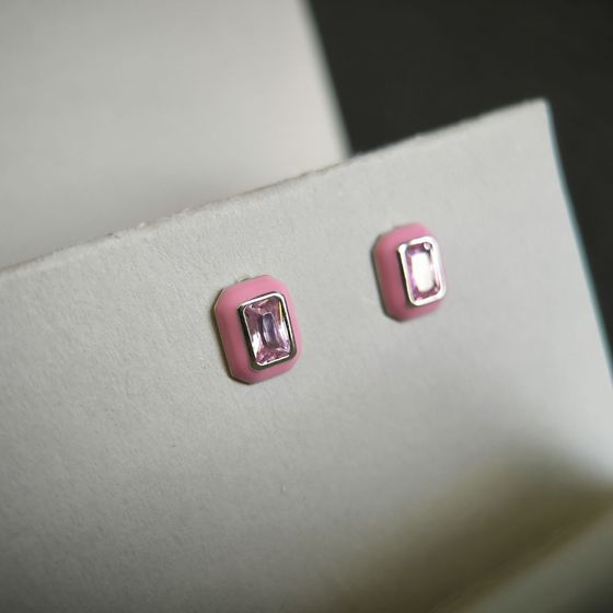 Серебряные серьги с фианитами, емаллю Серебряные серьги с фианитами, емаллю