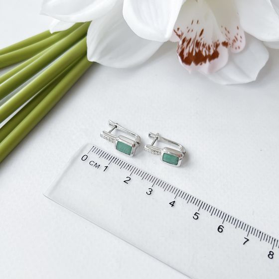 Серебряные серьги с изумрудом 1.984ct