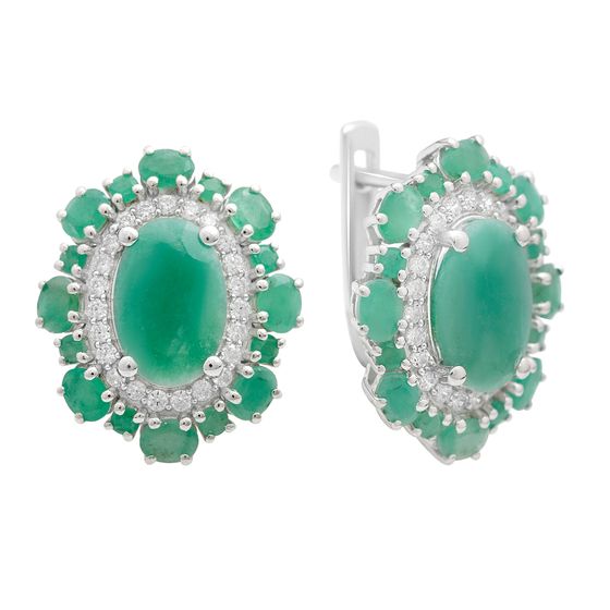 Серебряные серьги с изумрудом 11.133ct