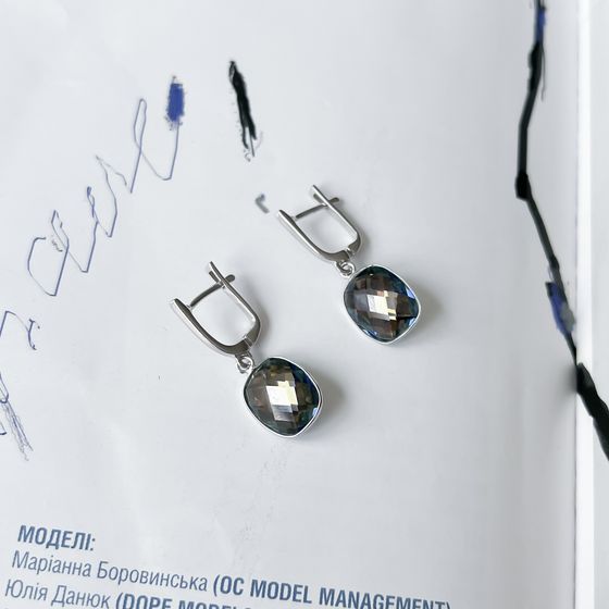 Серебряные серьги с мистик топазом 7.363ct