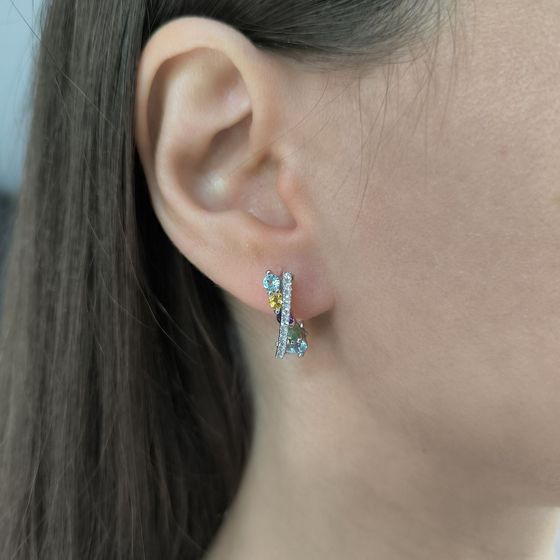 Серебряные серьги с аметистом 1.553ct, цитрином, хризолітом, топазом