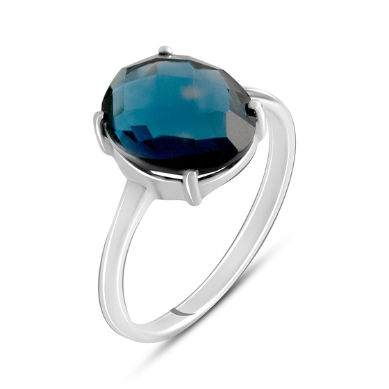 Серебряное кольцо с топазом Лондон Блю 4.038ct