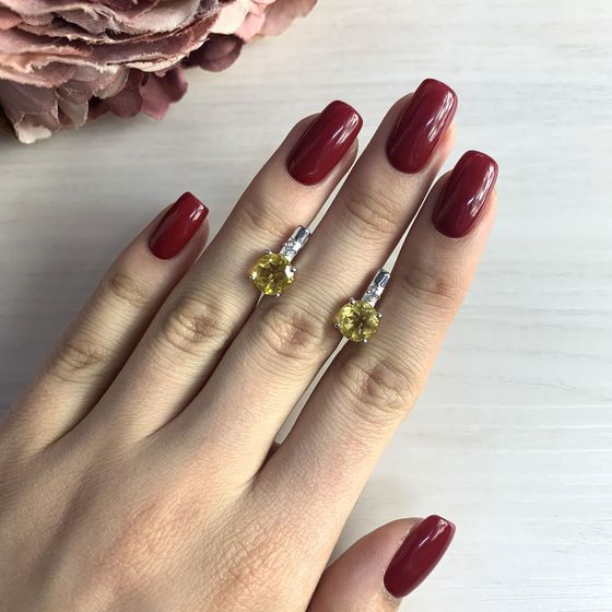 Серебряные серьги с цитрином nano 3.575ct, фианитами