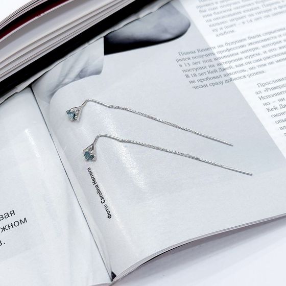 Серебряные серьги с топазом Лондон Блю 0.376ct
