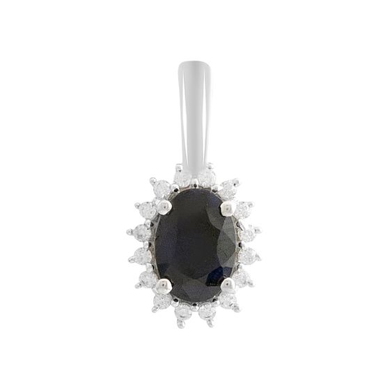Серебряная подвеска с сапфиром 1.098ct, фианитами