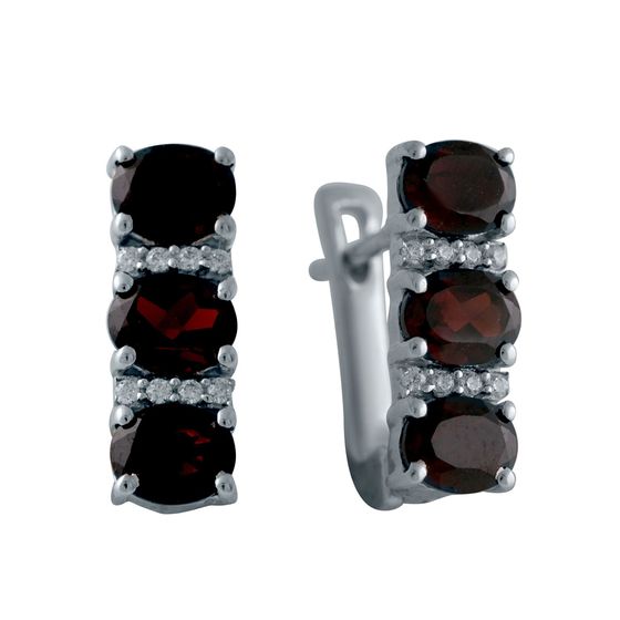 Серебряные серьги с гранатом 2.164ct