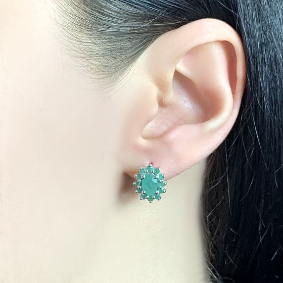 Серебряные серьги с изумрудом 2.506ct