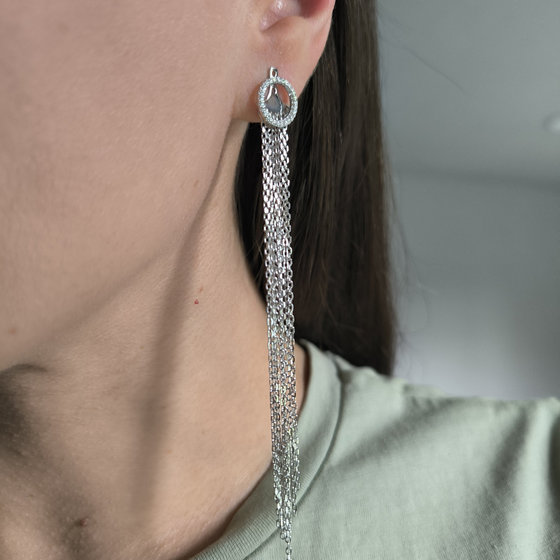 Серебряные серьги с фианитами