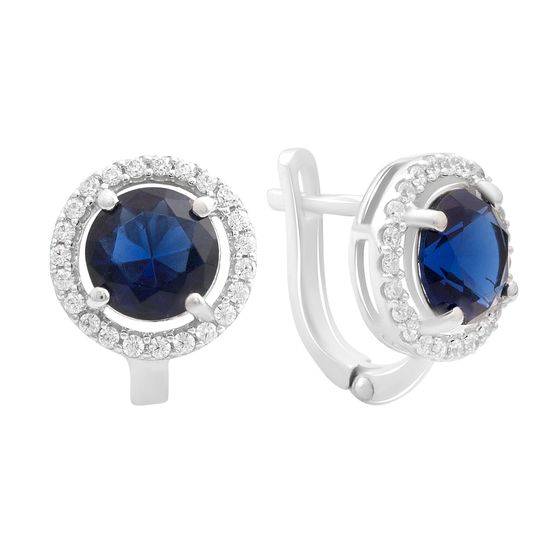 Серебряные серьги с сапфиром nano 3.769ct