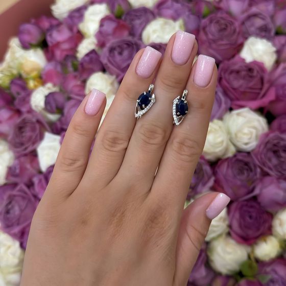 Серебряные серьги с сапфиром 3.253ct