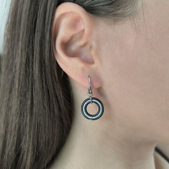 Серебряные серьги с , керамикой