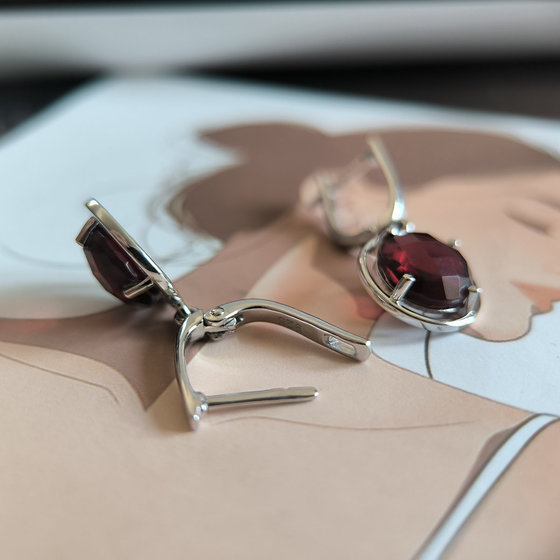Серебряные серьги с гранатом nano 6.852ct