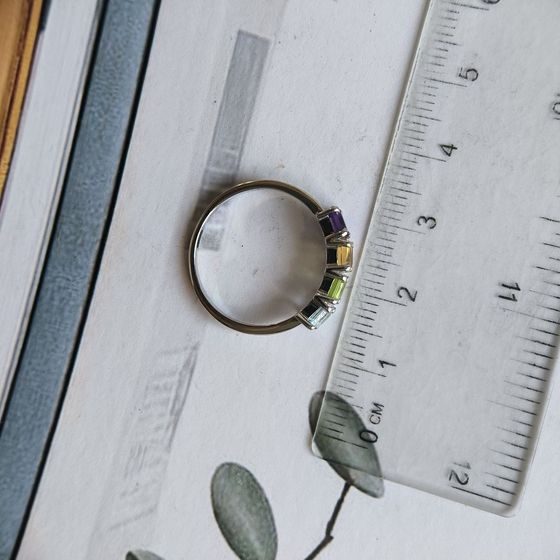 Серебряное кольцо с аметистом 1.508ct, цитрином, хризолітом, топазом