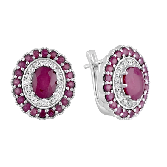 Серебряные серьги с рубином 3.52ct