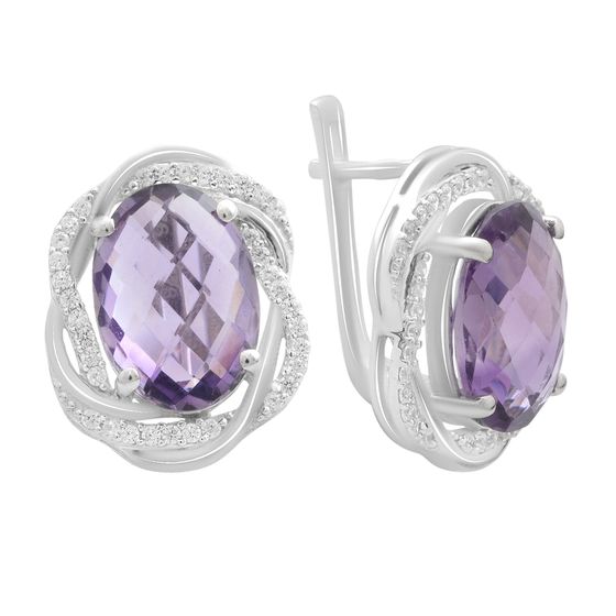 Серебряные серьги с аметистом 10.688ct