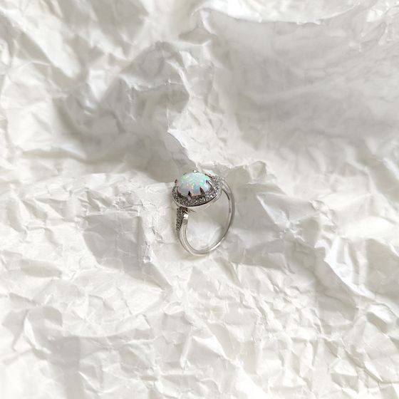 Серебряное кольцо с опалом 1.443ct, фианитами