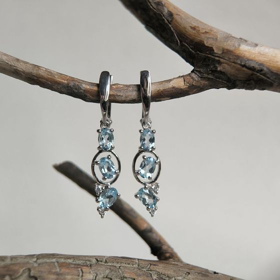 Серебряные серьги с топазом 3.367ct