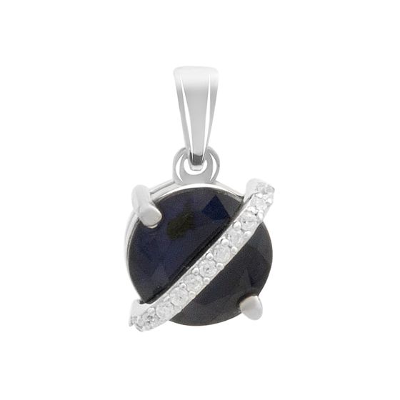 Серебряная подвеска с сапфиром 2.599ct, фианитами