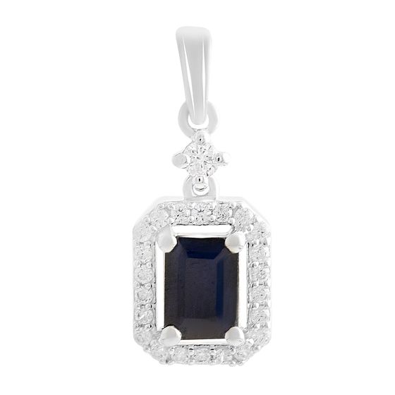 Серебряная подвеска с сапфиром 5.58ct, фианитами