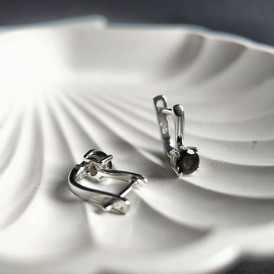 Серебряные серьги с раухтопазом (дымчатым кварцем) 0.942ct