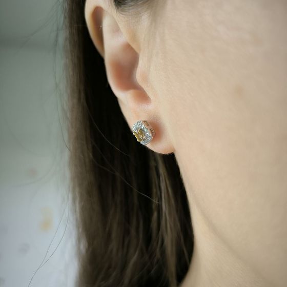 Серебряные серьги с цитрином nano 0.665ct