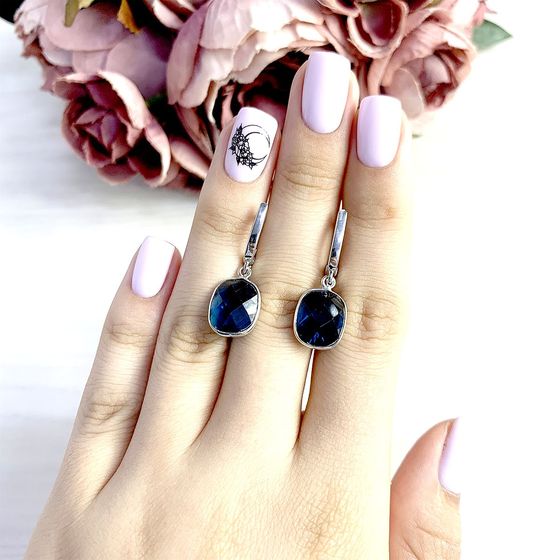 Серебряные серьги с топазом Лондон Блю 9.183ct