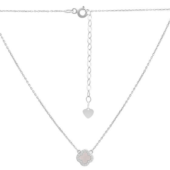 Серебряное колье с перламутром, фианитами