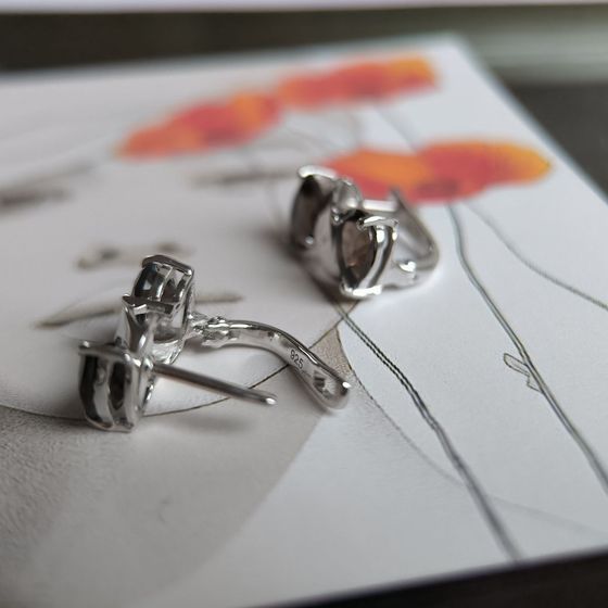 Серебряные серьги с раухтопазом (дымчатым кварцем) 3.842ct