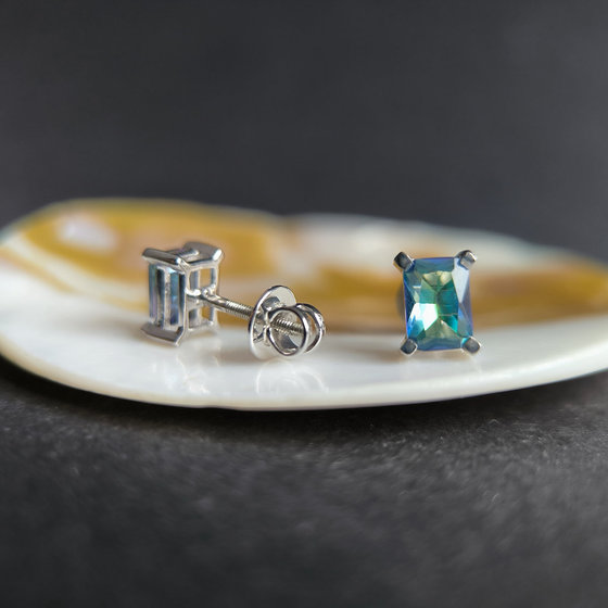 Серебряные серьги с мистик топазом 1.292ct