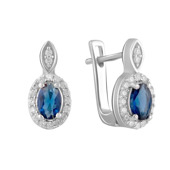 Серебряные серьги с сапфиром nano 0.6ct