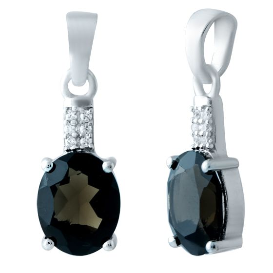 Серебряная подвеска с раухтопазом (дымчатым кварцем)