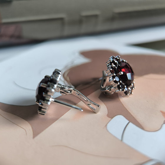 Серебряные серьги с гранатом nano 8.014ct