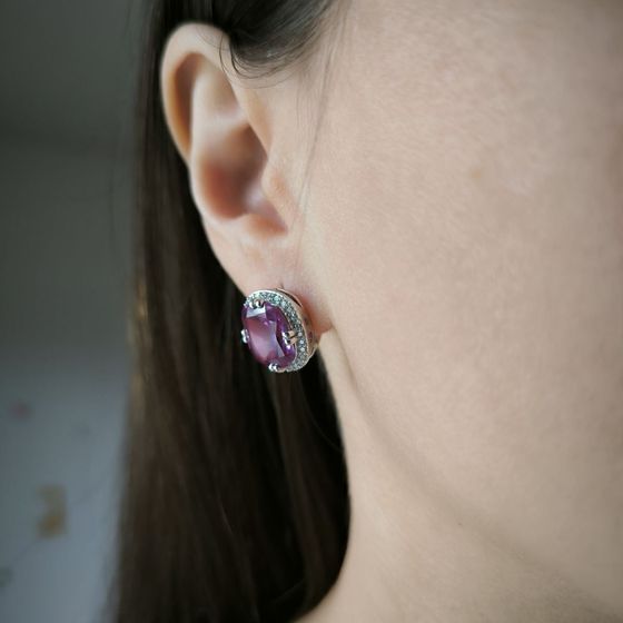 Серебряные серьги с александритом 13.357ct
