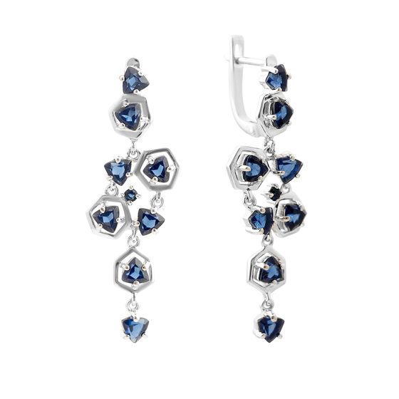 Серебряные серьги с сапфиром nano 3.155ct