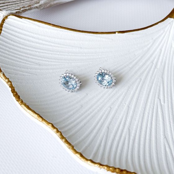 Серебряные серьги с топазом 6.868ct