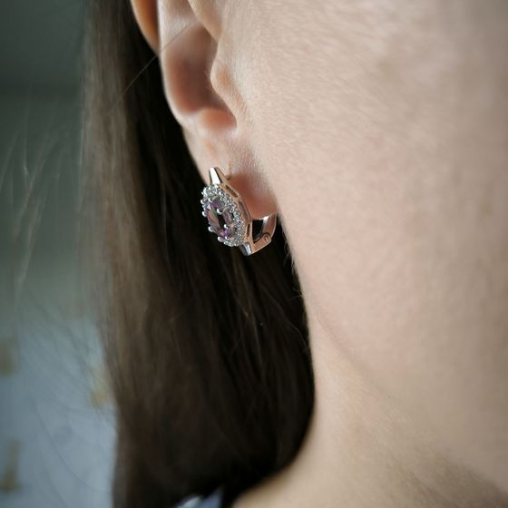 Серебряные серьги с аметистом 2.998ct