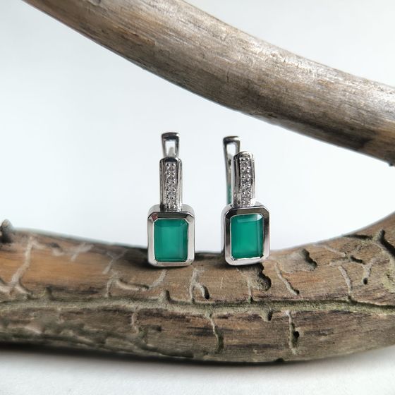 Серебряные серьги с агатом 1.902ct