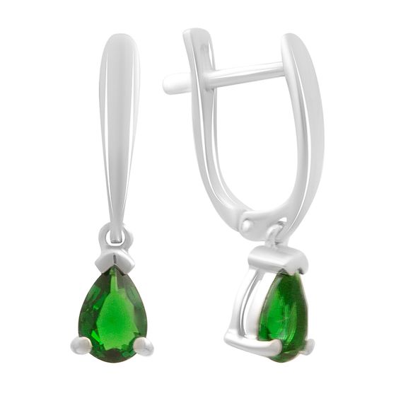 Серебряные серьги с изумрудом nano