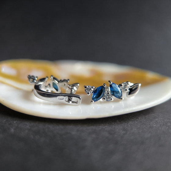 Серебряные серьги с сапфиром nano 1.45ct