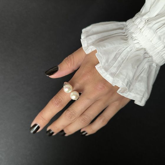 Серебряное кольцо с жемчугом барочным