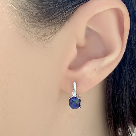 Серебряные серьги с сапфиром nano 1.924ct