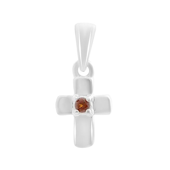 Серебряный крестик с гранатом 0.045ct