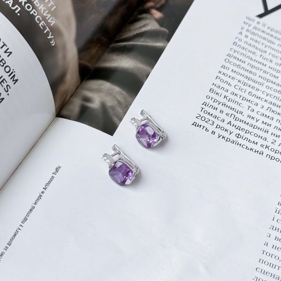 Серебряные серьги с александритом