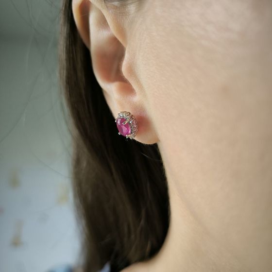 Серебряные серьги с рубином 2.495ct