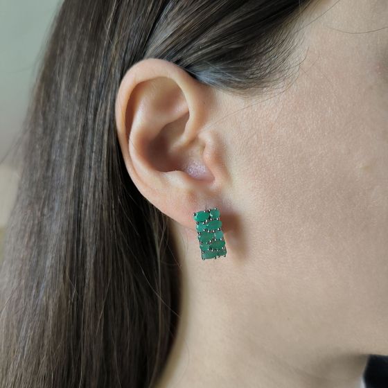 Серебряные серьги с изумрудом 3.372ct