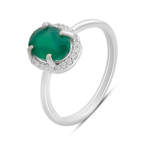 Серебряное кольцо с агатом 1.415ct, фианитами