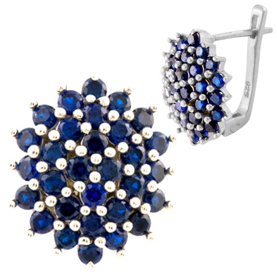 Серебряные серьги с сапфиром nano 1.98ct