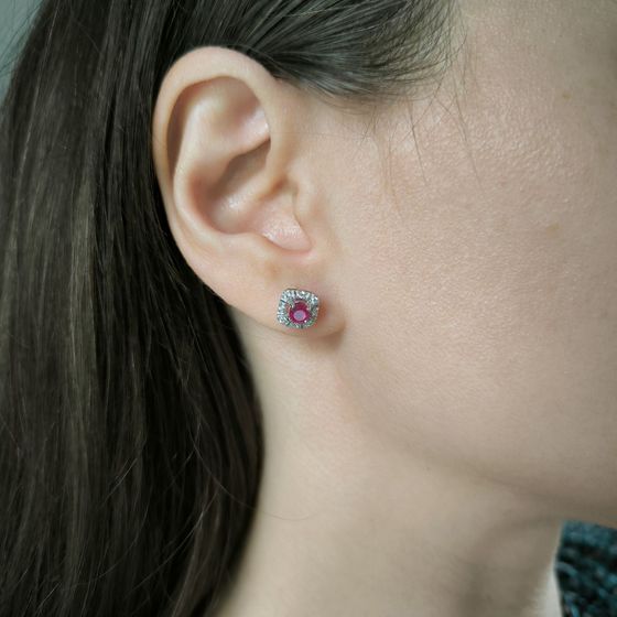 Серебряные серьги с рубином 1.045ct