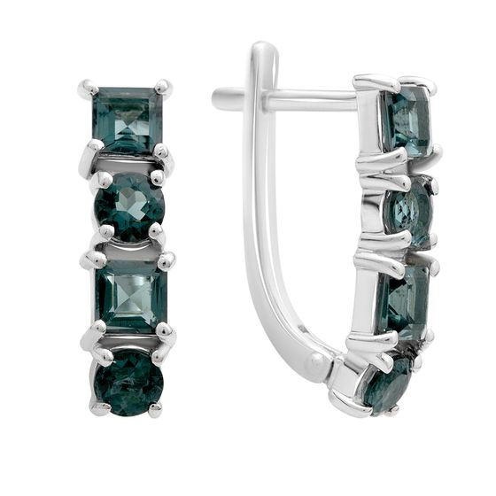 Серебряные серьги с топазом Лондон Блю 1.985ct